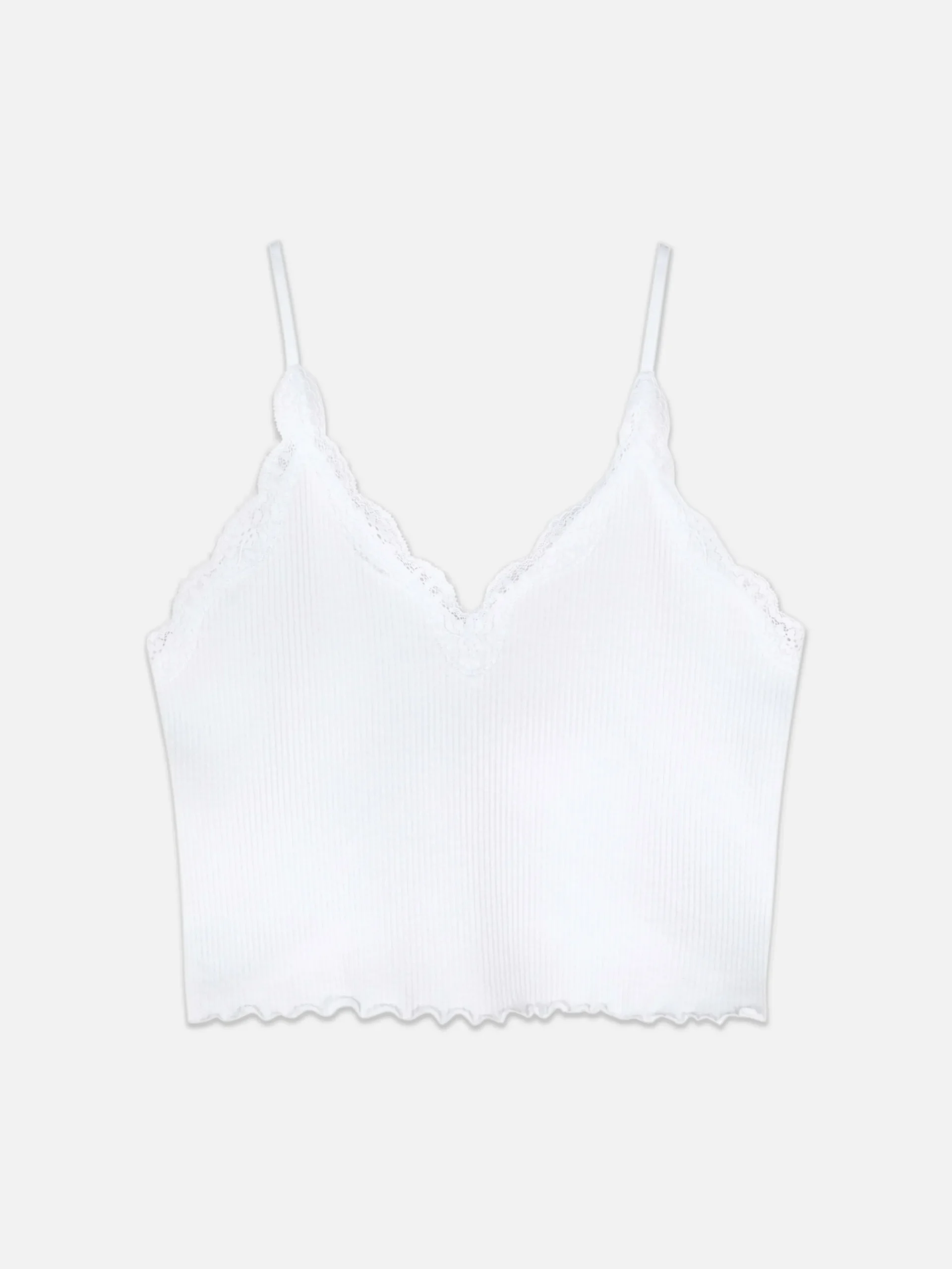 Camiseta De Tirantes Corta Con Ribete De Encaje