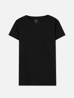 Camiseta Elástica Con Cuello Redondo