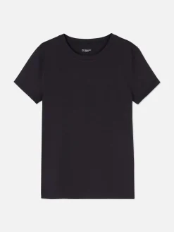 Camiseta Elástica Con Cuello Redondo