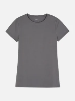 Camiseta Elástica De Manga Corta Y Cuello Redondo