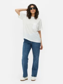 Camiseta En Mezcla De Lino Con Bolsillo