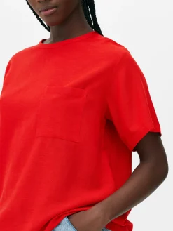 Camiseta En Mezcla De Lino Con Bolsillo