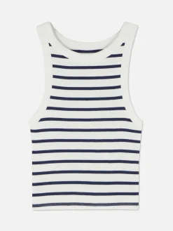 Camiseta Sin Mangas A Rayas Con Espalda Nadadora