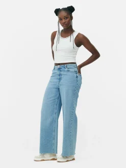 Camiseta Sin Mangas Acanalada Con Ribetes De Encaje