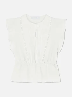 Camiseta Victoriana Sin Mangas Con Bordado Inglés