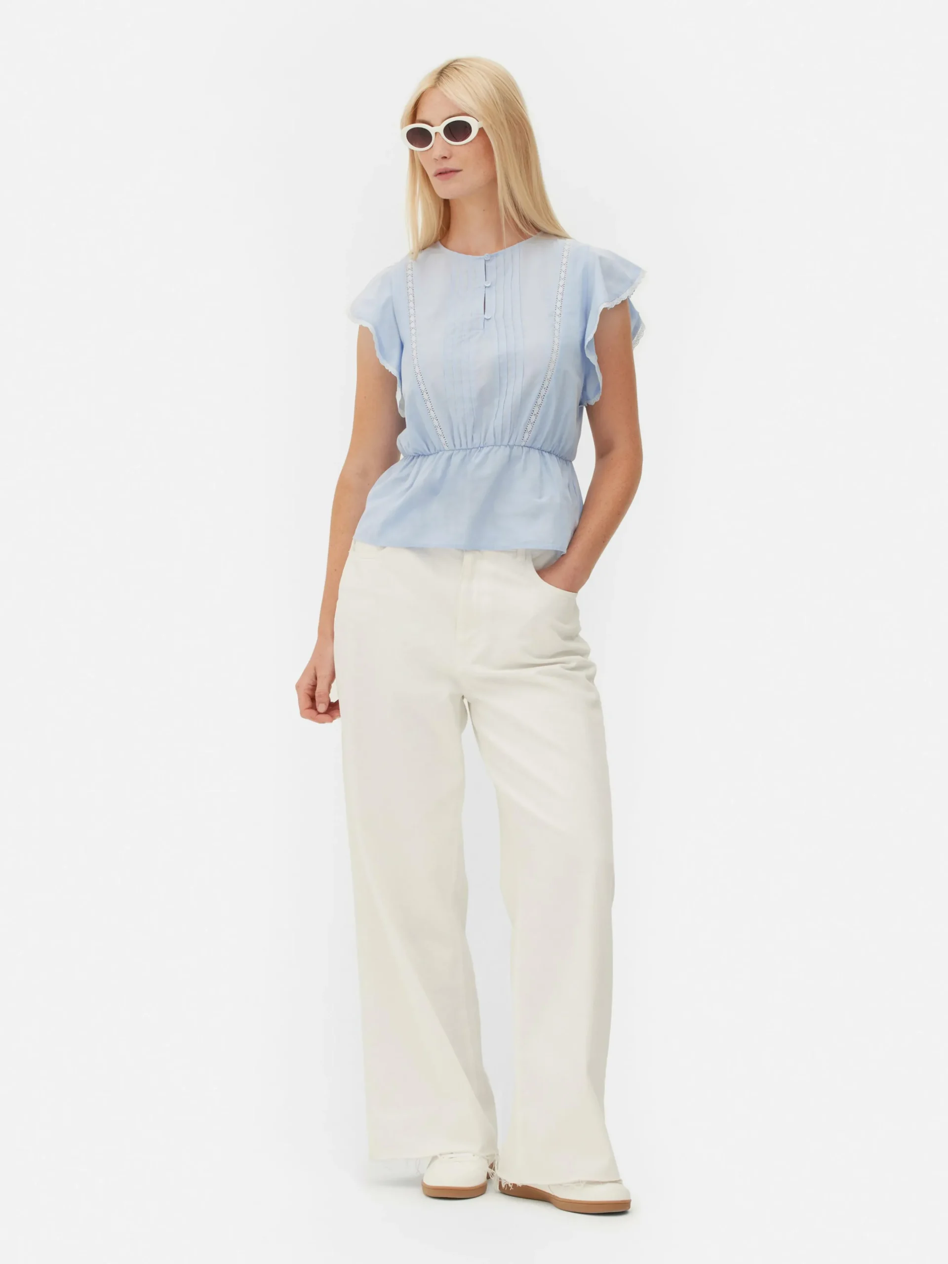 Camiseta Victoriana Sin Mangas Con Bordado Inglés