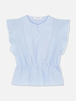 Camiseta Victoriana Sin Mangas Con Bordado Inglés