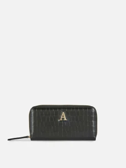 Cartera De Piel De Cocodrilo Sintética Con Inicial