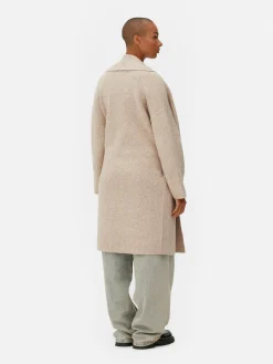 Chaqueta Larga De Punto Con Cuello Esmoquin