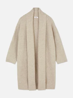 Chaqueta Larga De Punto Con Cuello Esmoquin