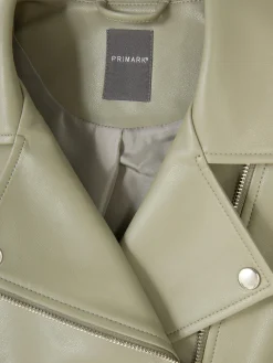 Chaqueta Motera Básica De Cuero Sintético