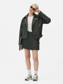 Chaqueta Motera De Piel Sintética Efecto Desgastado