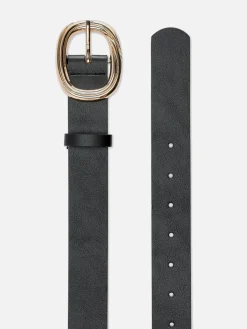 Cinturón Texturizado Con Hebilla Redonda