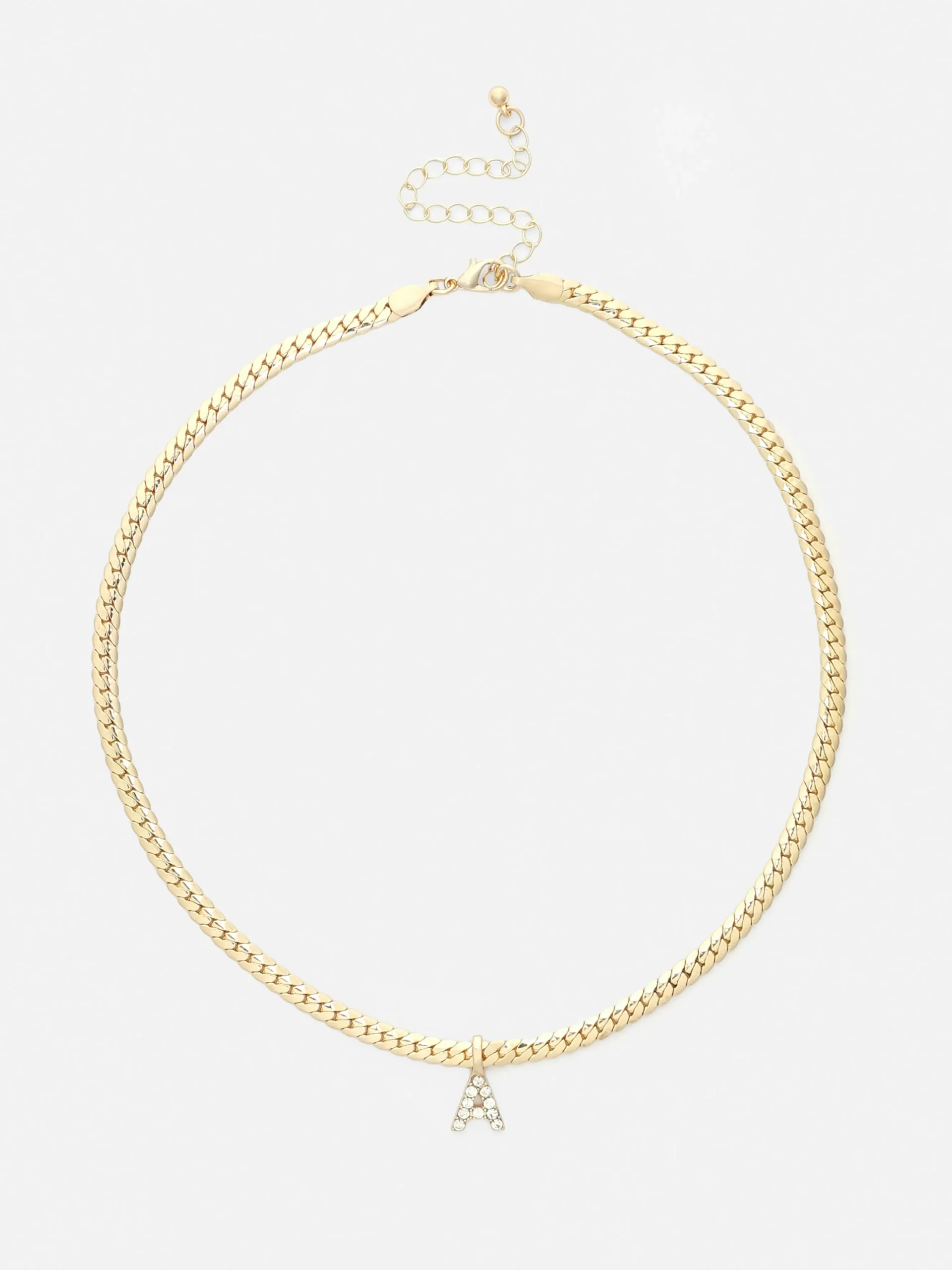 Collar De Cadena De Serpiente Con Inicial De Strass