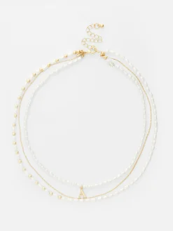 Collar De Triple Cadena Con Inicial