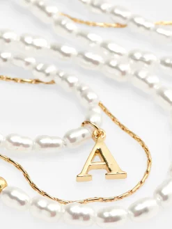 Collar De Triple Cadena Con Inicial