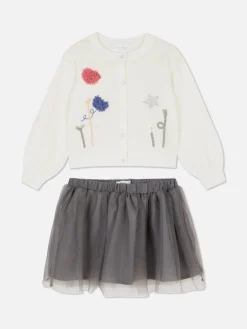 Conjunto De Cárdigan Y Tutú De Punto