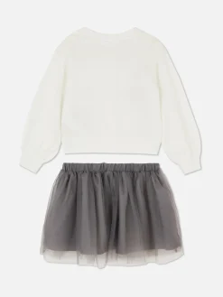 Conjunto De Cárdigan Y Tutú De Punto