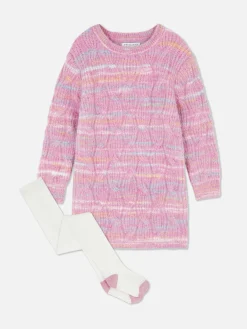 Conjunto De Vestido Y Leotardos De Punto De Ochos