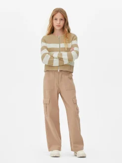 Cárdigan A Rayas Con Cremallera Bidireccional