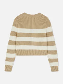 Cárdigan A Rayas Con Cremallera Bidireccional