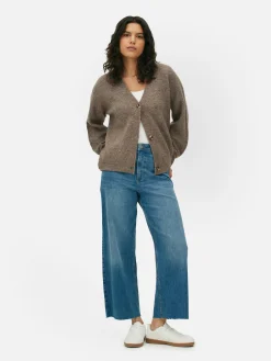 Cárdigan Con Cuello De Pico Y Corte Holgado