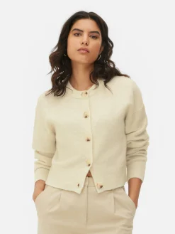 Cárdigan De Cuello Redondo Con Botones