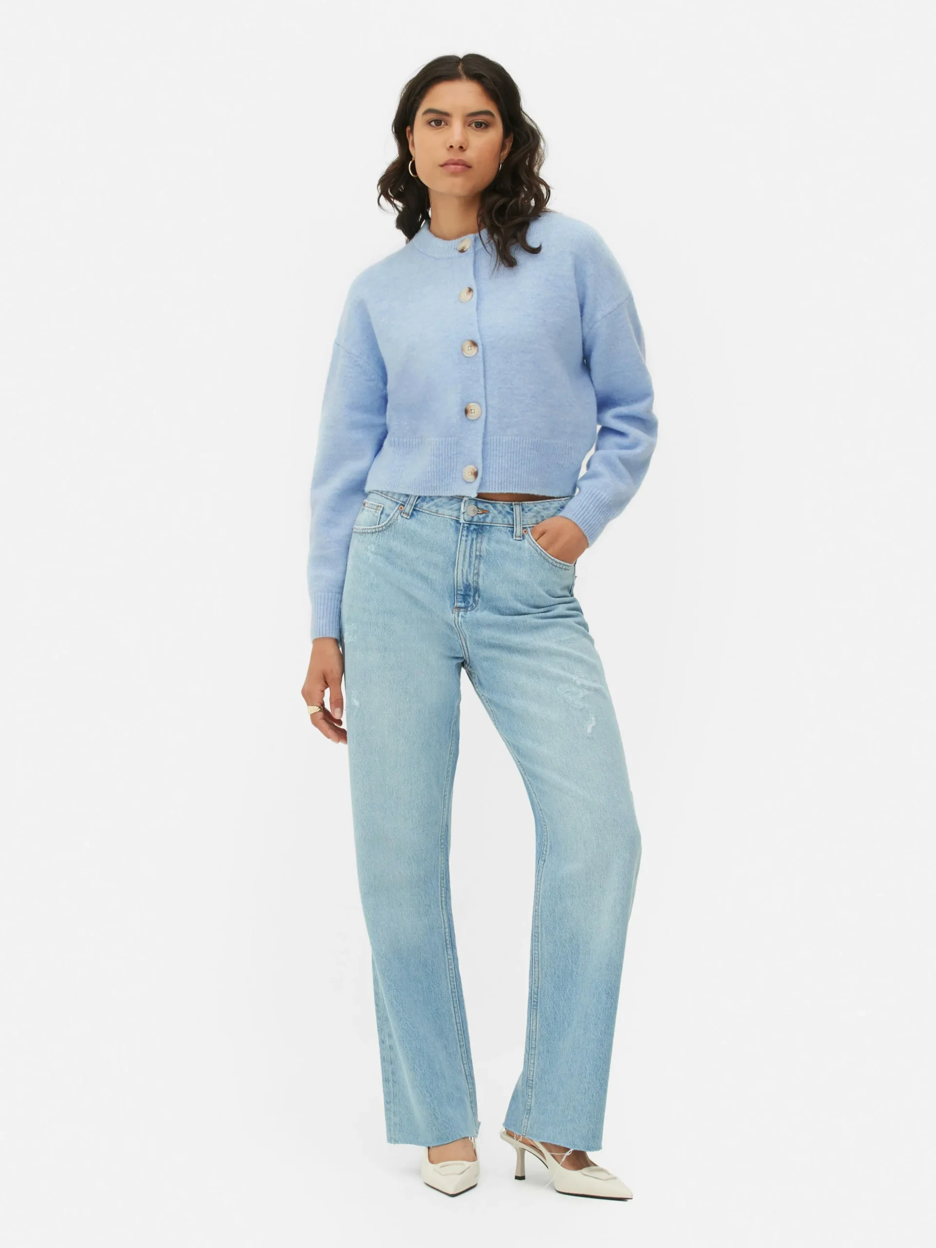 Cárdigan De Cuello Redondo Con Botones