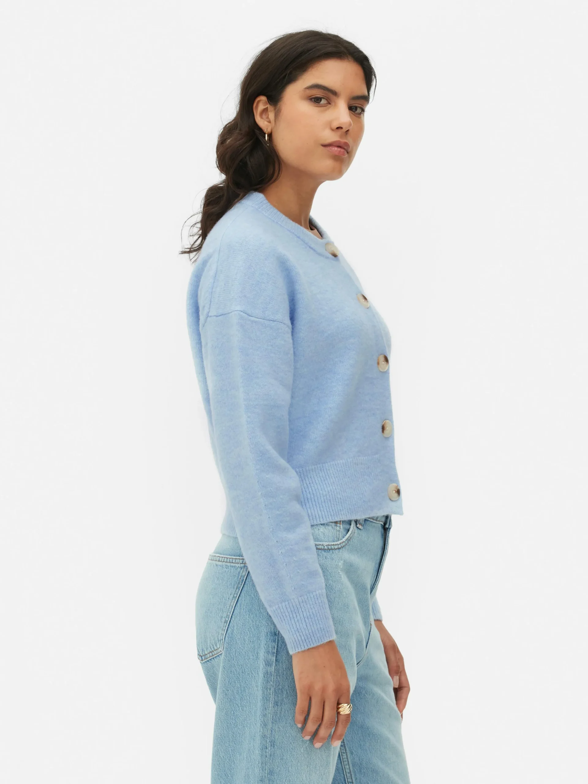 Cárdigan De Cuello Redondo Con Botones