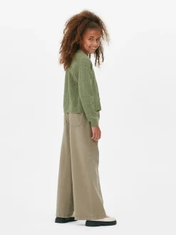 Cárdigan De Punto Calado Con Cuello De Pico