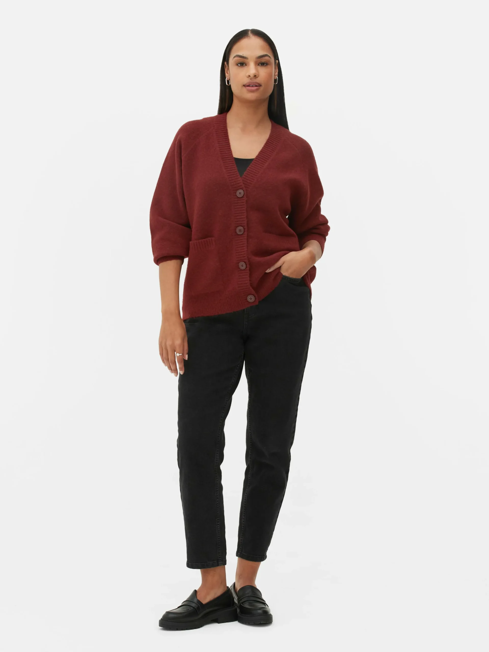 Cárdigan De Punto Con Cuello De Pico