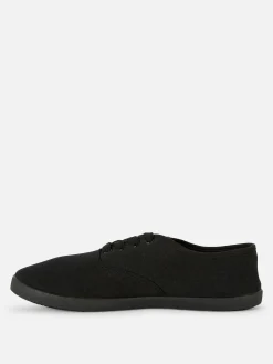 Deportivas De Lona Con Cordones