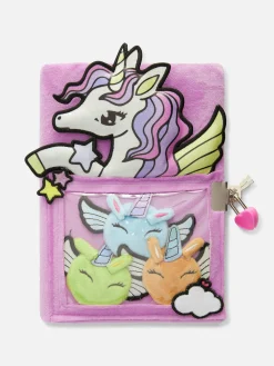 Diario De Peluche Con Diseño De Unicornio