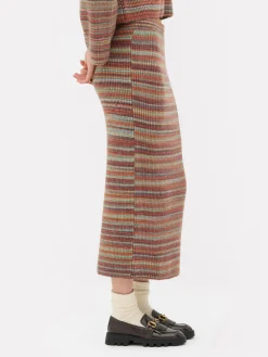 Falda Midi De Punto A Rayas De Rita Ora