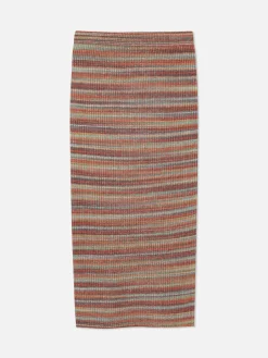 Falda Midi De Punto A Rayas De Rita Ora