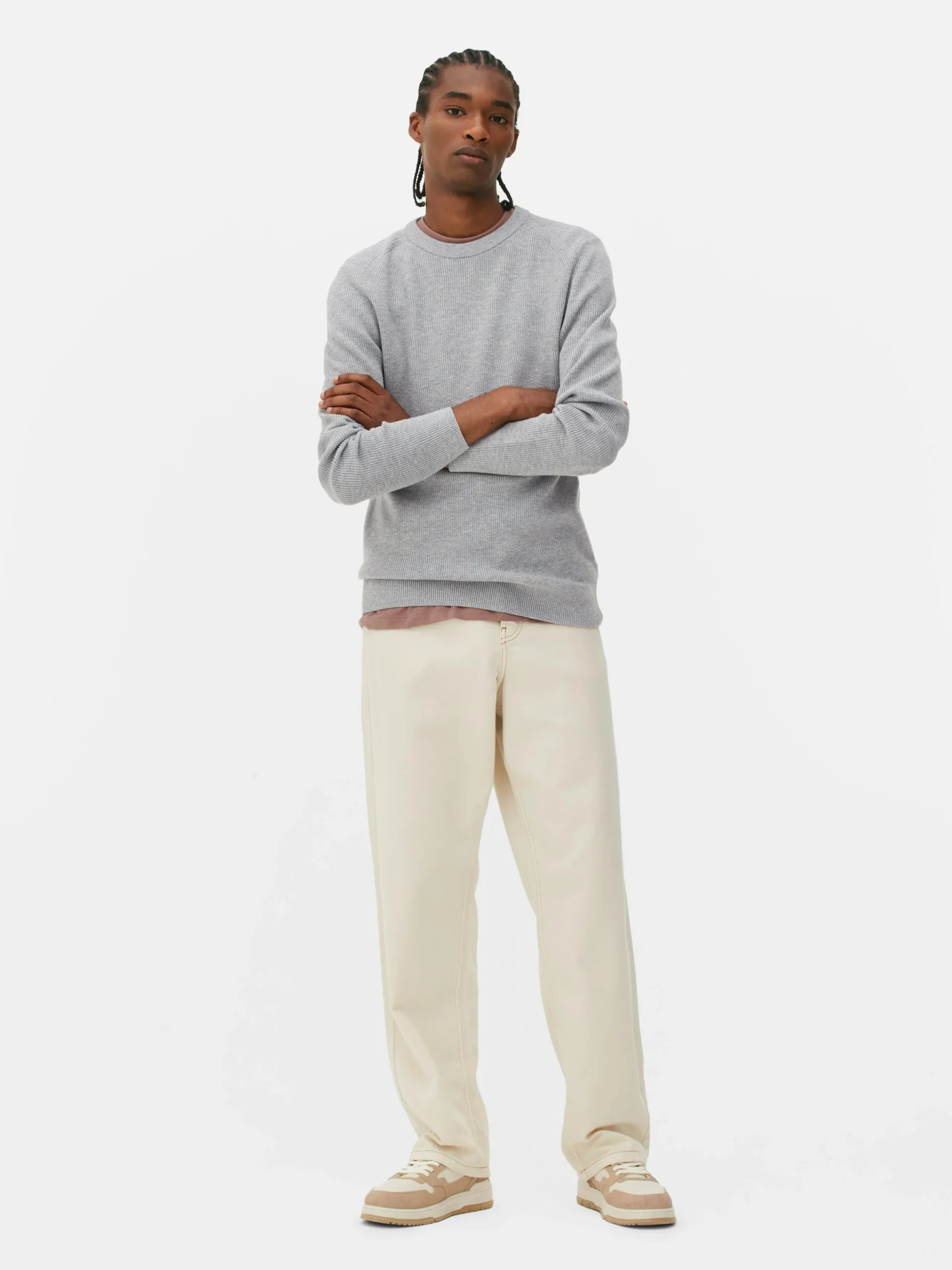 Jersey Acanalado Con Cuello Redondo