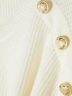 Jersey De Cuello Redondo Con Botones Decorativos