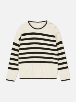 Jersey De Cuello Redondo Con Botones Decorativos