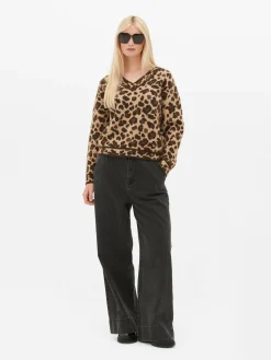 Jersey De Leopardo Con Cuello De Pico
