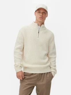 Jersey De Punto Acanalado Con Media Cremallera