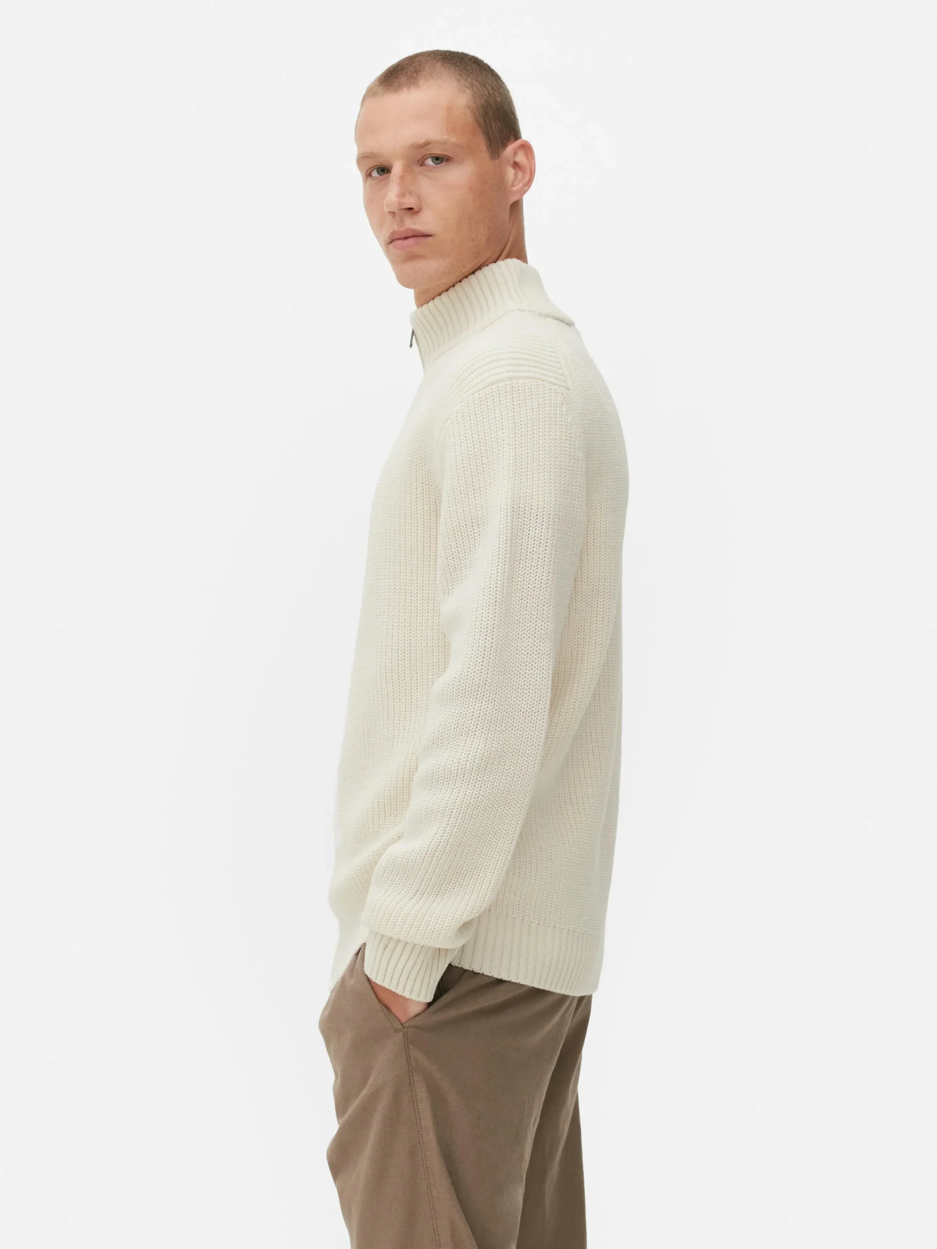 Jersey De Punto Acanalado Con Media Cremallera