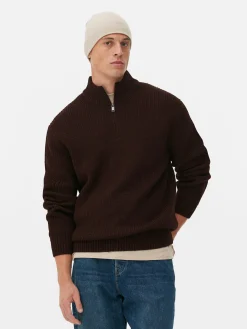 Jersey De Punto Acanalado Con Media Cremallera