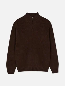 Jersey De Punto Acanalado Con Media Cremallera