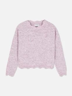 Jersey De Punto Con Bordes Festoneados