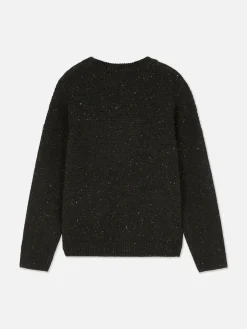 Jersey De Punto Con Cuello Redondo Jaspeado