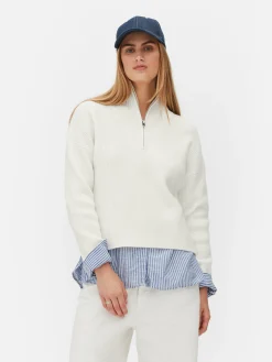 Jersey De Punto Con Media Cremallera