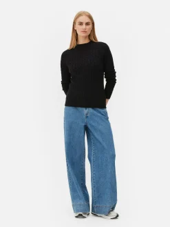 Jersey De Punto De Ochos De Cuello Alto