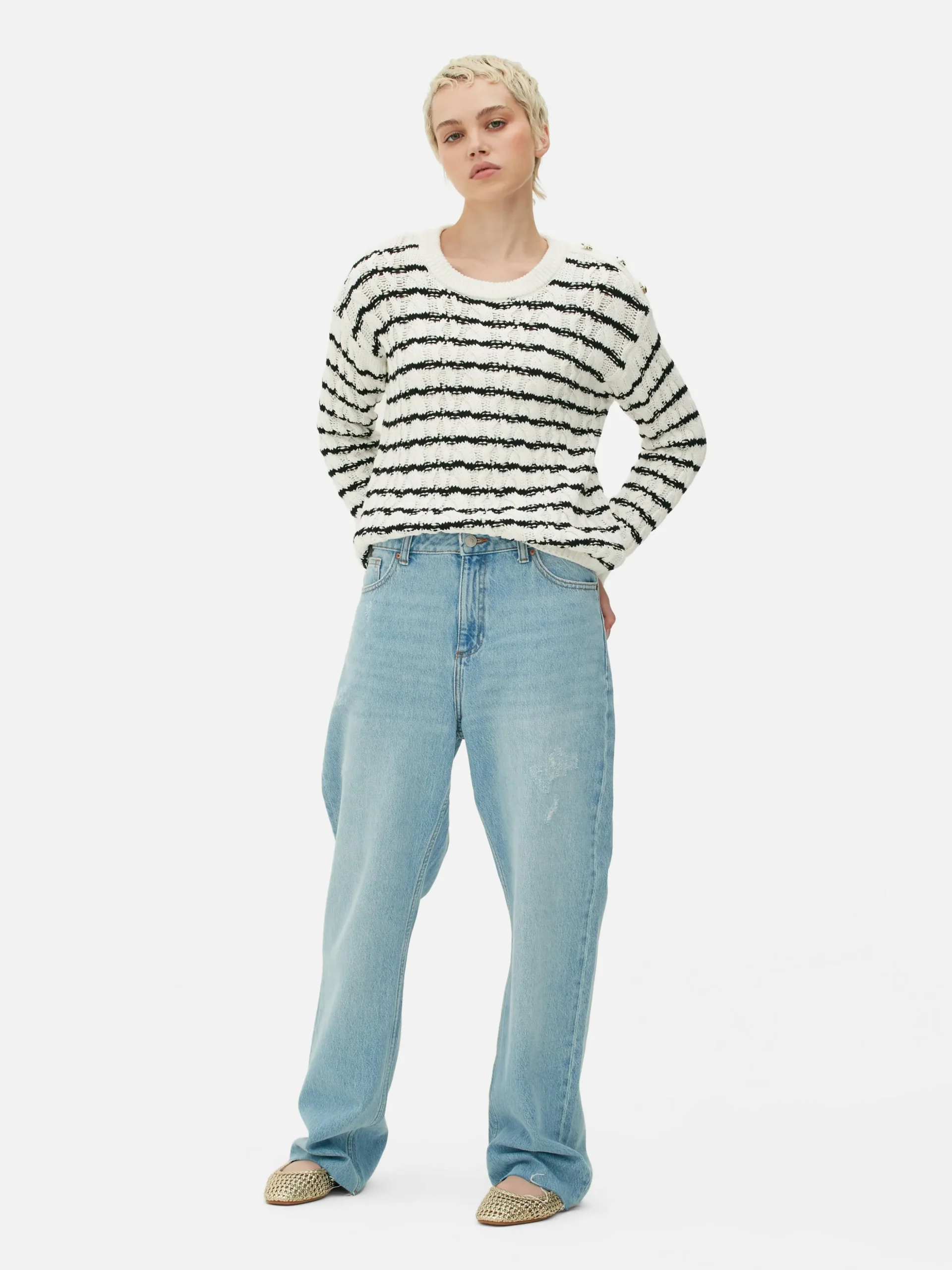 Jersey De Punto De Ochos A Rayas