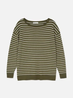 Jersey De Punto Fino A Rayas Con Cuello Barco