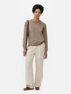 Jersey De Punto Fino Con Cuello Redondo